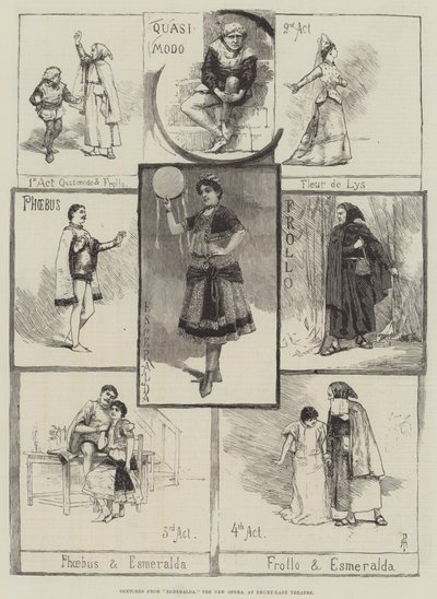 Schizzi da Esmeralda, la nuova opera, al Drury-Lane Theatre da Amedee Forestier
